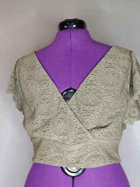 URBAN Romantics Olive Green Lace Wrap Crop Top